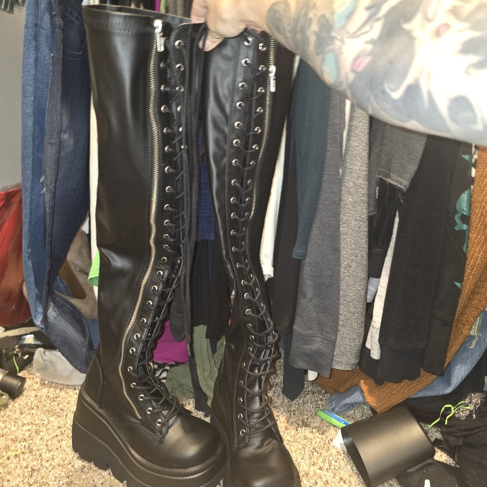 Demonia thigh high boot size 7 black